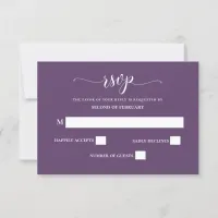 Purple Simple Calligraphy Modern Wedding RSVP 