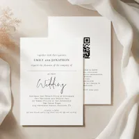 Modern Script Space for Guest Name QR Code Wedding Invitation