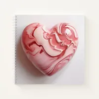 Red white marble heart notebook