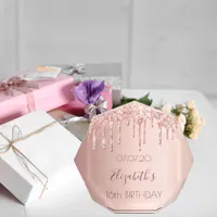 16th birthday rose gold glitter drips pink 16 acrylic award