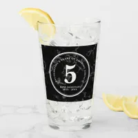 Elegant Black Marble 5 Years Work Anniversary Glass