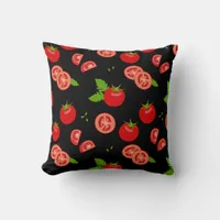 Chopped Tomatoes Fun Tomato Pattern Throw Pillow