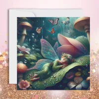 Fairy Sleeping on a Mushroom | Blank Card