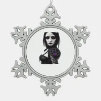 Whimsigoth Classic Design For Halloween Snowflake Pewter Christmas Ornament