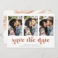 Modern Copper Rose Gold Marble Save the Date