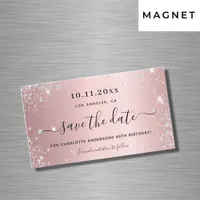 Birthday blush pink glitter save the date magnet