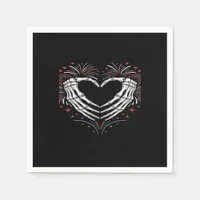 Skeleton Hand Heart 4th Of Usa Patriotic American Napkins