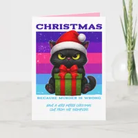 Electric Snowstorm Funny Cat Retro Christmas Photo Holiday Card