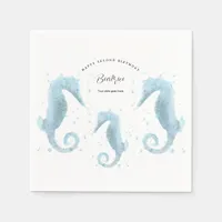 2nd Birthday Dusty Blue Seahorse  Napkins