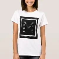 Monogram Black and White Dots Pattern Rock & Roll T-Shirt