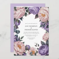 Blush and Mauve Watercolor Floral Wedding QR Code Invitation