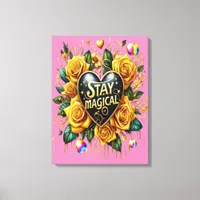Enchanting Bouquet of Golden Roses And Heart 18x24 Canvas Print