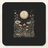 Cottagecore Moon Mushroom Moonphase Goblincore Square Paper Coaster