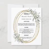 Gold greenery wedding menu card