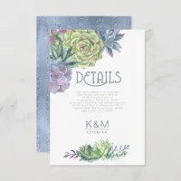 Succulents and Sparkle Details Insert Blue ID515 Invitation