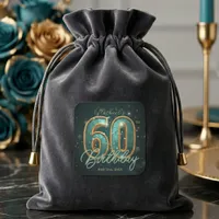 Luxury Glam Teal and Gold 60th Birthday Party Square Sticker