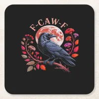 Crow Raven Funny F-Caw-F Oversized Vintage Graphic Square Paper Coaster