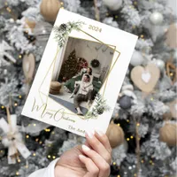 Christmas photo geometric gold modern holiday card