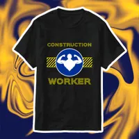 Construction Worker Funny Bodybuilder Blue Sign T-Shirt