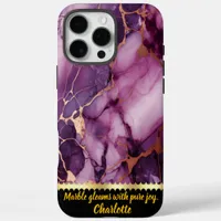 Stunning purple marble design with golden accents iPhone 16 pro max case