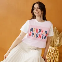 Merry and Bright Modern Red Women's Christmas T-Shirt