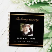 Guest book memorial funeral black gold photo