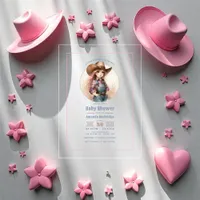 Rustic Little Cowgirl Western Baby Shower Acrylic Invitations