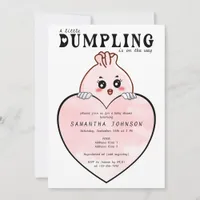 Kawaii Little Dumpling Dim Sum Pink Baby Shower  Invitation