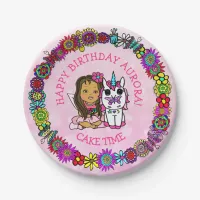 Whimsical Folk Art Fairy with Unicorn &  Butterfly Paper Plates