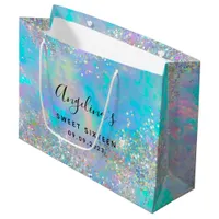 Holographic Glitter Opal Sweet Sixteen Large Gift Bag