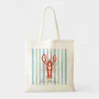 Maine Lobster Coastal Blue Stripes Tote Bag