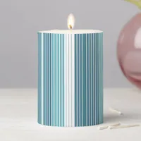 Teal Pinstripe Christmas Pattern#28 ID1009 Pillar Candle