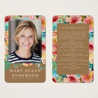 Floral Funeral Memorial Photo Prayer Card