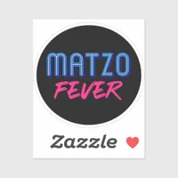  Matzo Fever Blue Pink Retro Slogan Jewish  Sticker