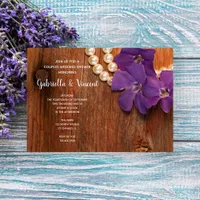 Purple Periwinkle, Pearls Barn Wood Couples Shower Invitation