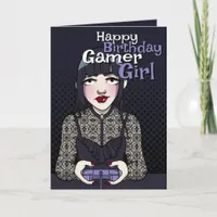 Gothic Gamer Teen Girl Dark Blue Birthday Card