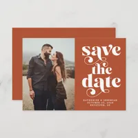 Modern Trendy Typography Photo Save the Date Cards