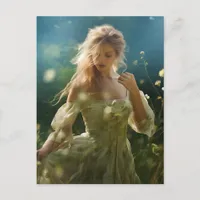 Beautiful Blond Woman in a Meadow Postcard