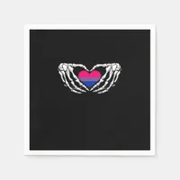Bisexual Pride Skeleton Halloween Bi Goth Heart Cl Napkins