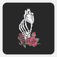 Heart The Skeleton's Hand Classic Square Sticker
