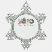 Tis The Season Merry Christmas Cute Xmas Coffee Ch Snowflake Pewter Christmas Ornament