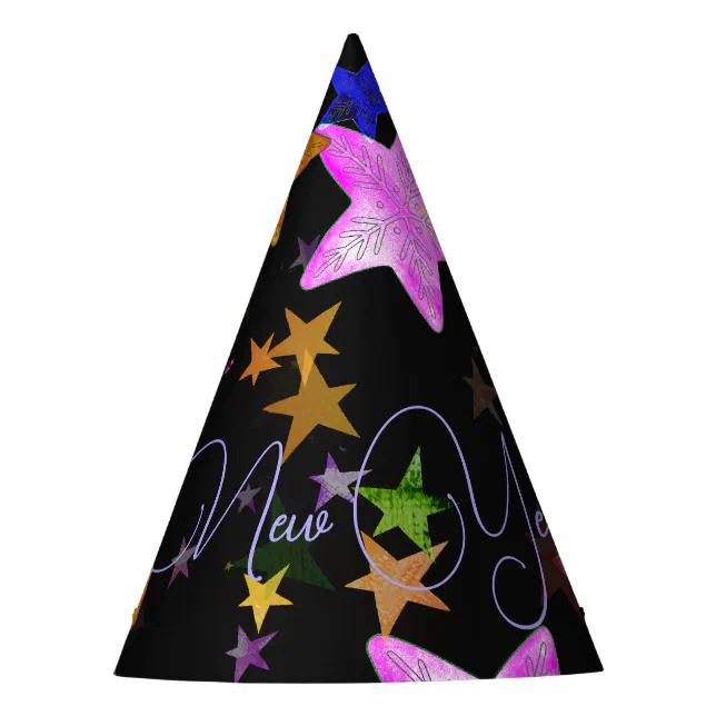 Multicolor shining stars- Happy New Year 2024! Party Hat