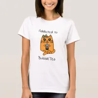 Addicted to Bubble Tea | Cute Cat T-Shirt
