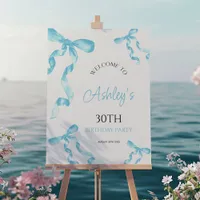 Birthday Blue Bow Welcome Sign