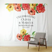 Watercolor Red and Yellow Floral  Photo Backdrop
