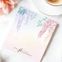 Pastel Pink Purple Wisteria Flowers Personalized Notepad