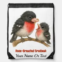 Stunning Rose Breasted Grosbeak Drawstring Bag
