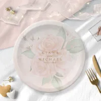 Soft Blush Roses V2 ID828 Paper Plate