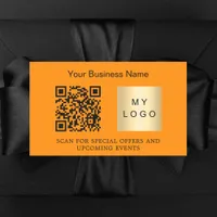 Business name logo qr code orange rectangular sticker