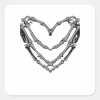 Skeleton Hands Heart Sign Retro Halloween Costume  Square Sticker